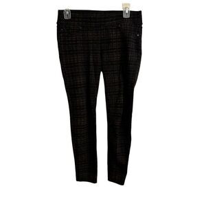 Liverpool Plaid Ponte Pants Black Tan Size 4 Petite